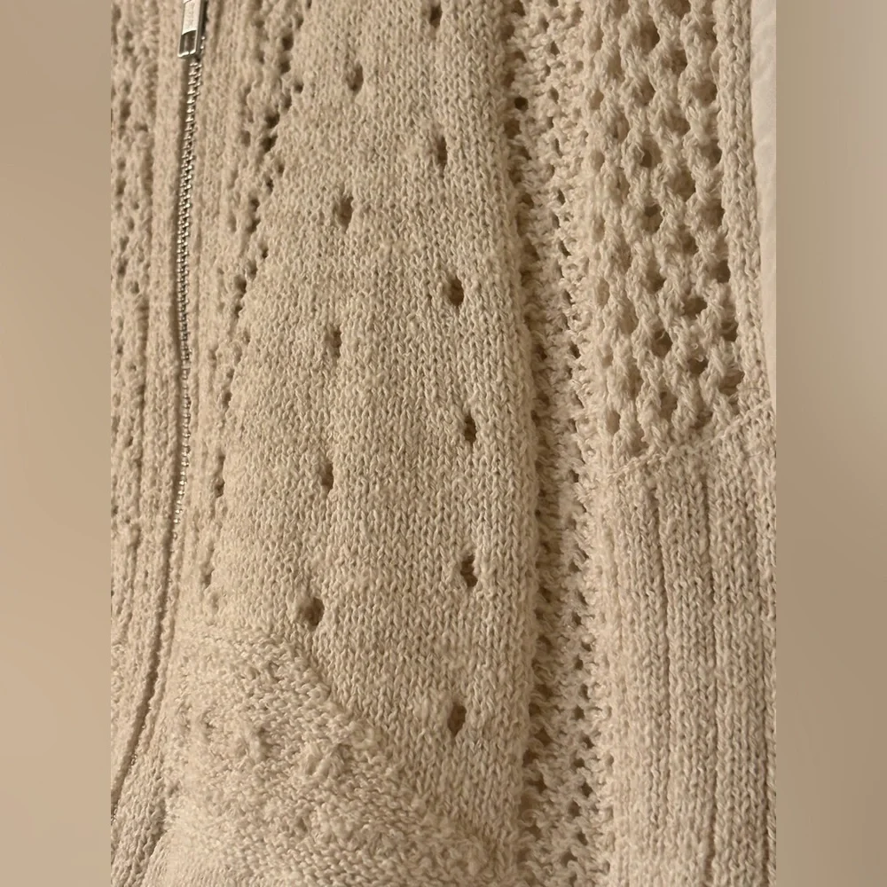 Anthropologie Half Zip Sweater Vest Eyelet Blouse Size S Like New
